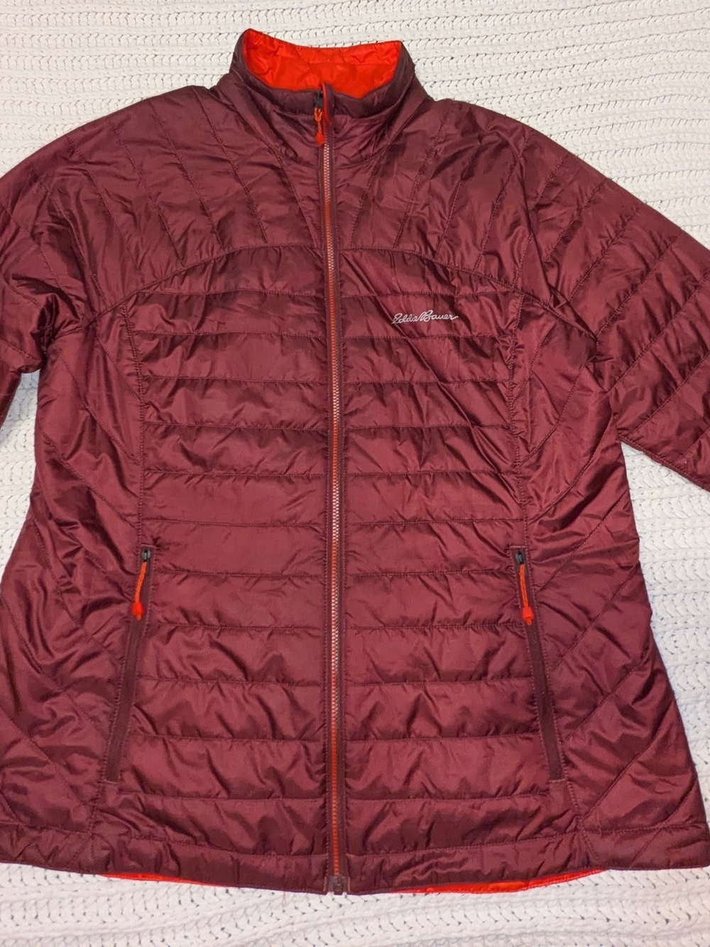Eddie Bauer Women's Reversible Lightweight Packable Jacket - Maroon/Orange
